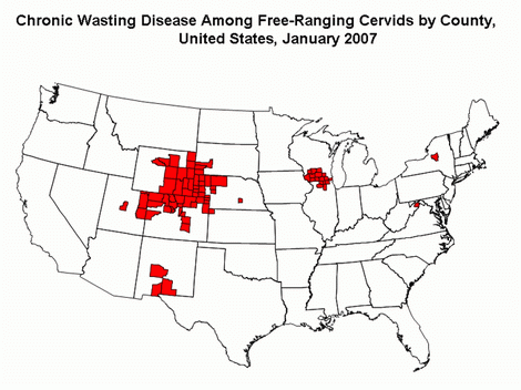 Map of known CWD locations