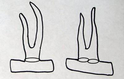 The figure on the left depicts points that do not have a common base. The figure on the right has common base ponts.