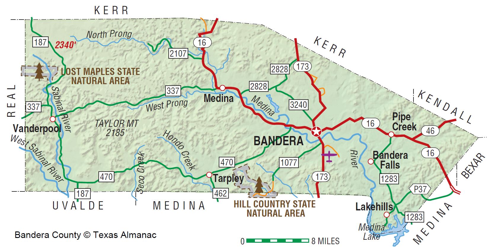 Map of Medina County, Texas