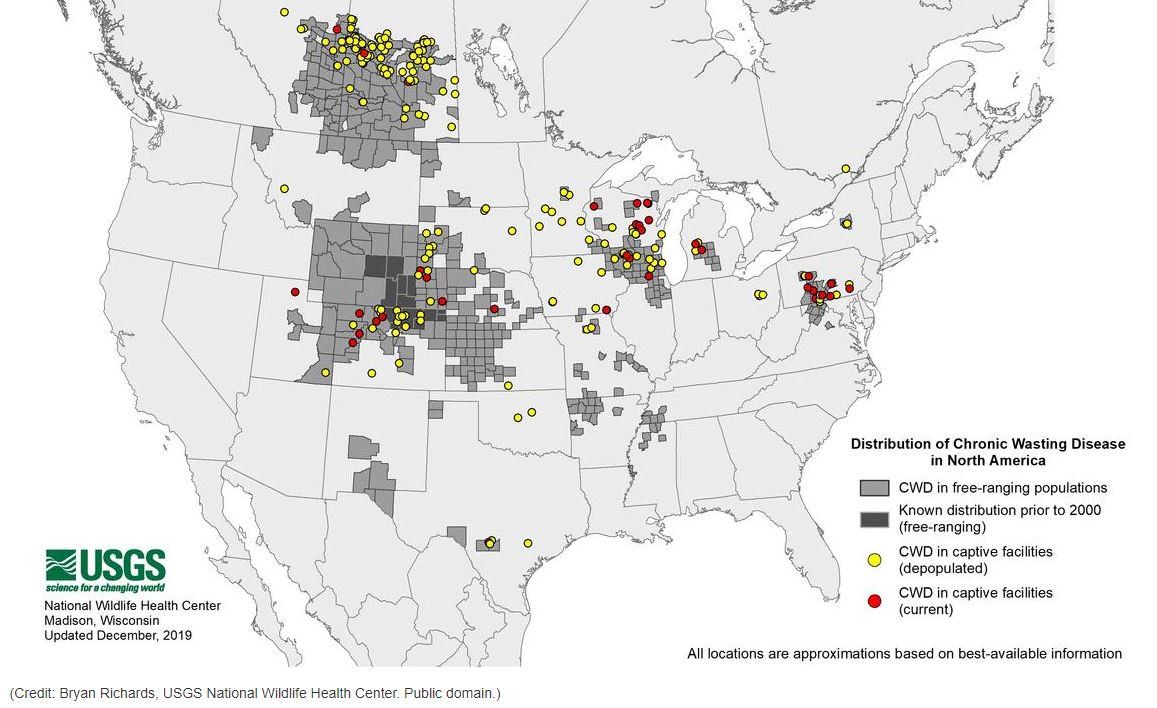 Distribution of CWD in US, North America